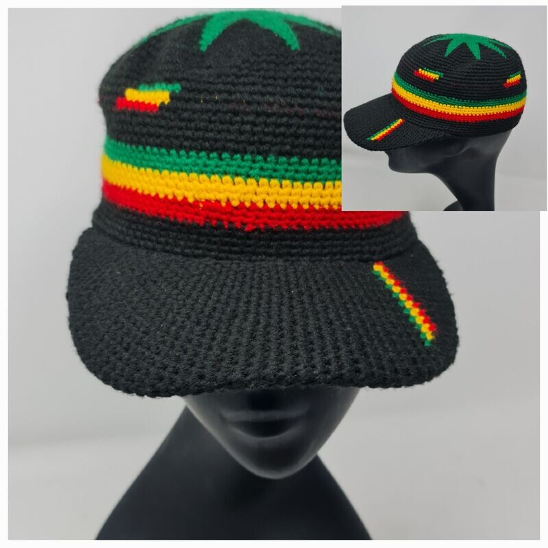 Rasta Wool Fitted Cap - Hemp Leaf