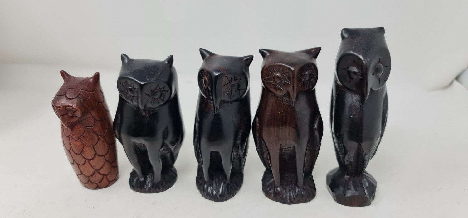 Hand Carved Owl Sculptures