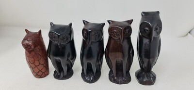 Hand Carved Owl Sculptures