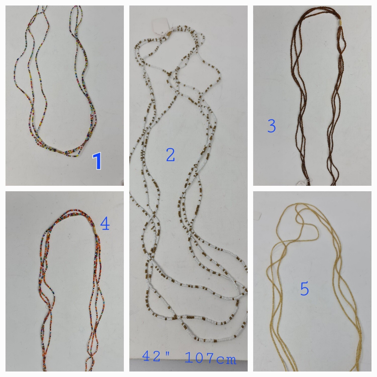 3 in 1 Handbeaded African Waist Beads - Measurements: 42&quot; / 107cm