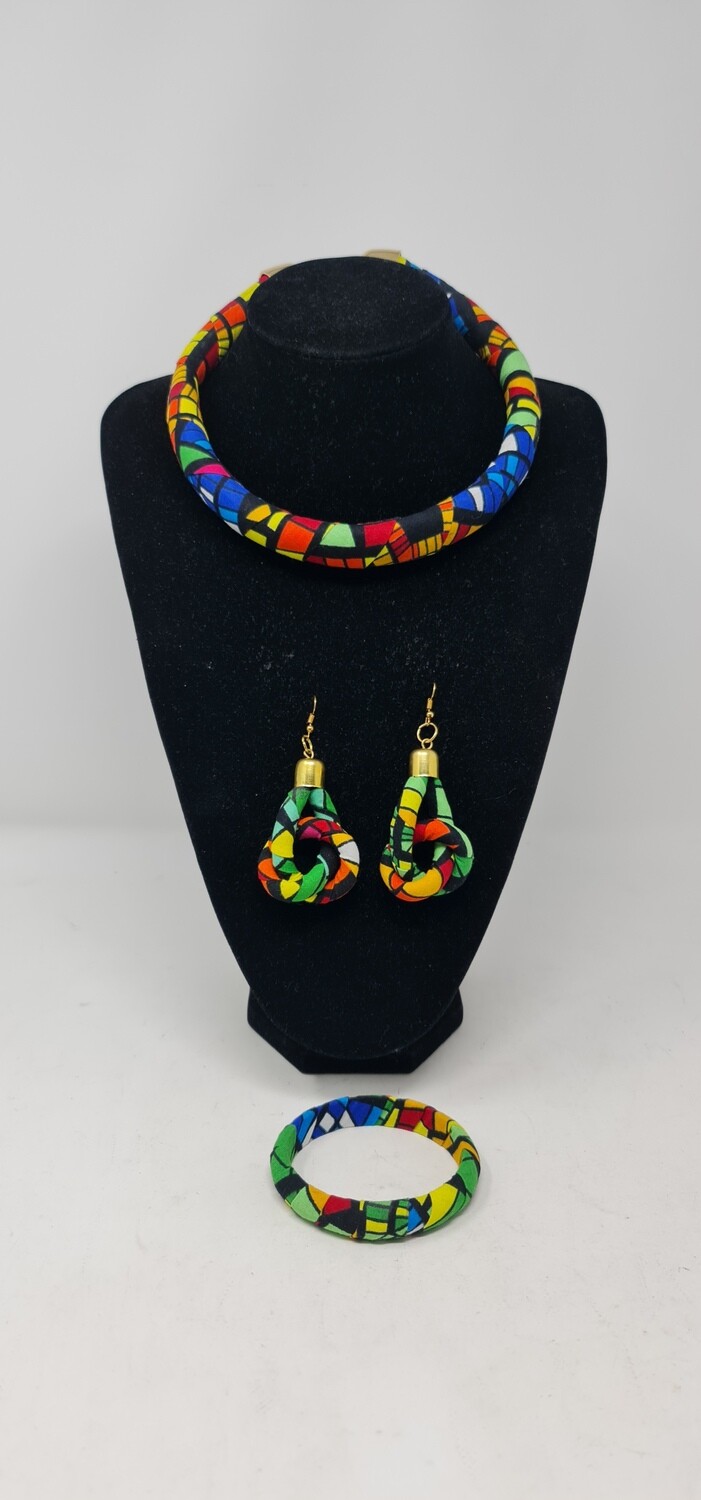 Wakanda Print Necklace with Matching Earrings and Bangle