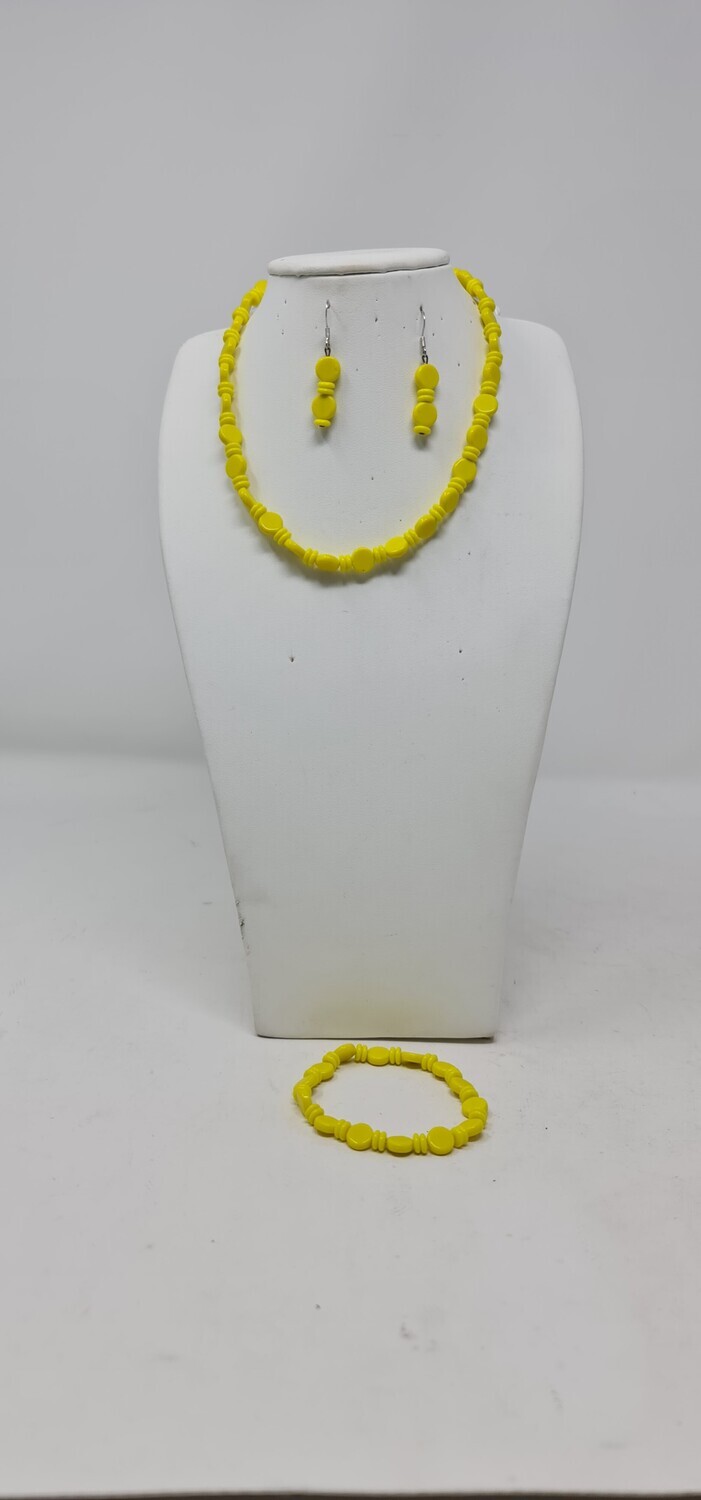 Yellow Necklace with Matching Earrings and Braclet