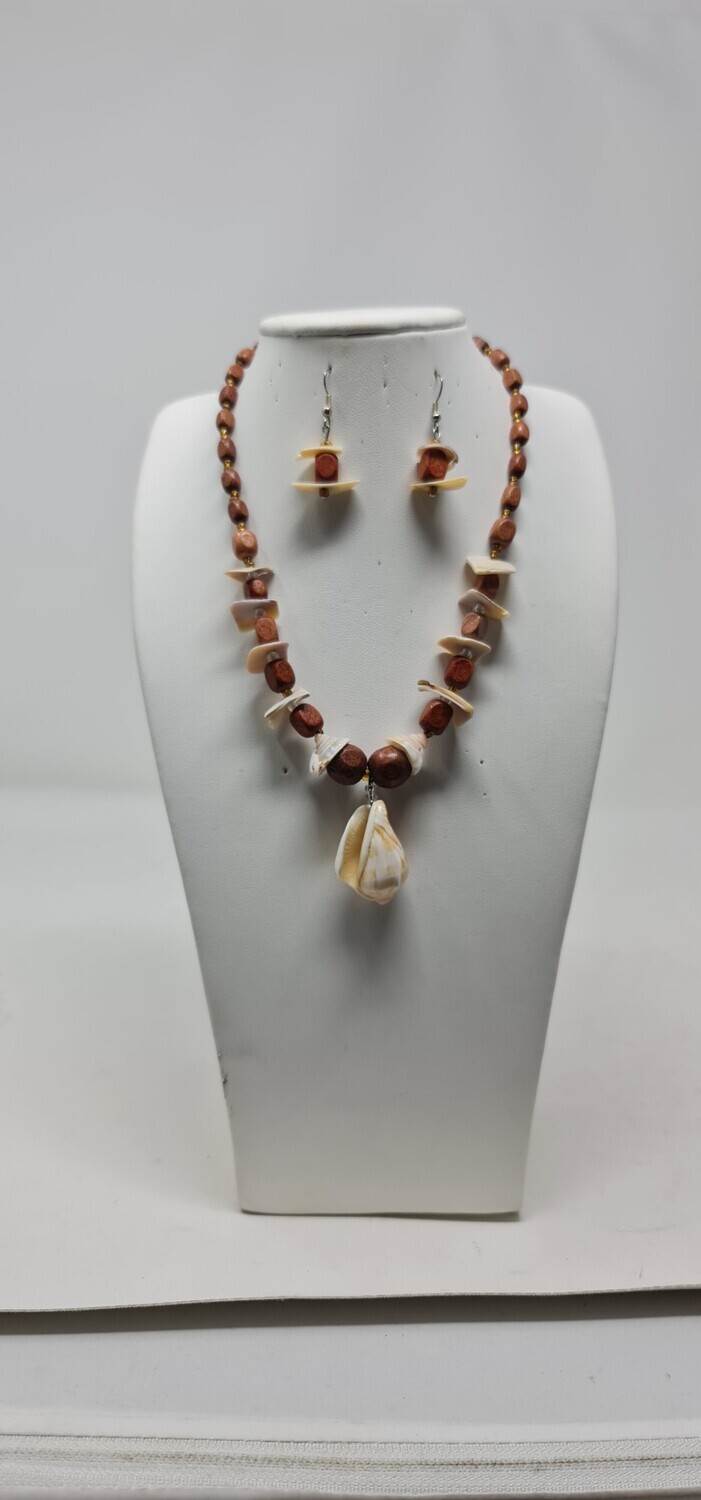 Sea Shell Mix Necklace Set with Matching Earrings