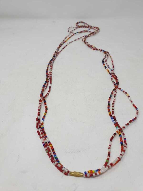 3 in 1 Handbeaded African Waist Beads - Measurements: 47&quot;/ 119.4cm