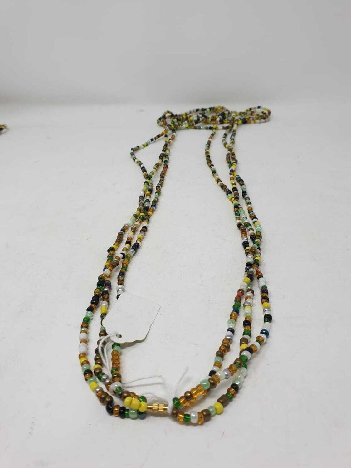 3 in 1 Handbeaded African Waist Beads - Measurements:  57&quot;/ 144.8cm