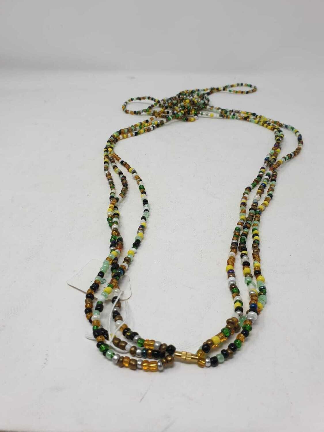 3 in 1 Handbeaded African Waist Beads - Measurements:  56&quot;/ 142.3cm