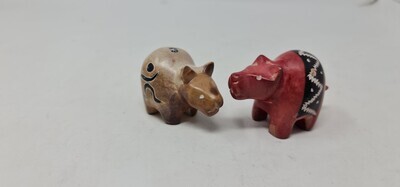 Hand-Painted Soapstone Kenyan Paperweight - Pig x 2