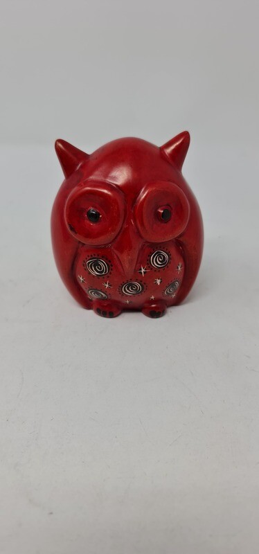 Hand-Painted Soapstone Paperweight - Owl Statue - Bundi
