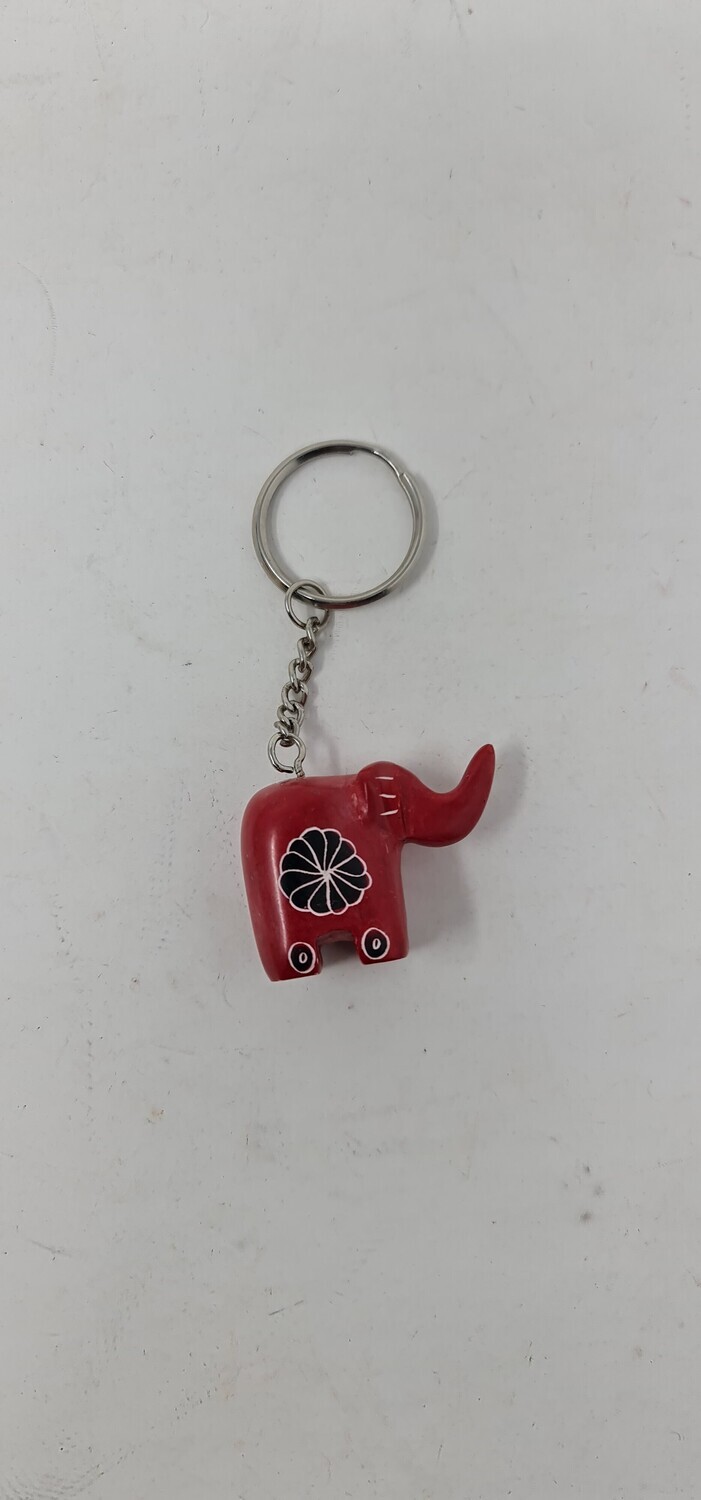 Elephant Keyring Hand Carved and Painted in Kenya
