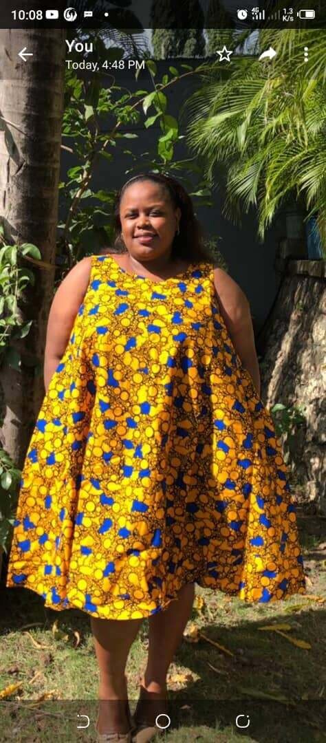 Kitenge Dress - Yellow Mix - Fits Up To Size 26