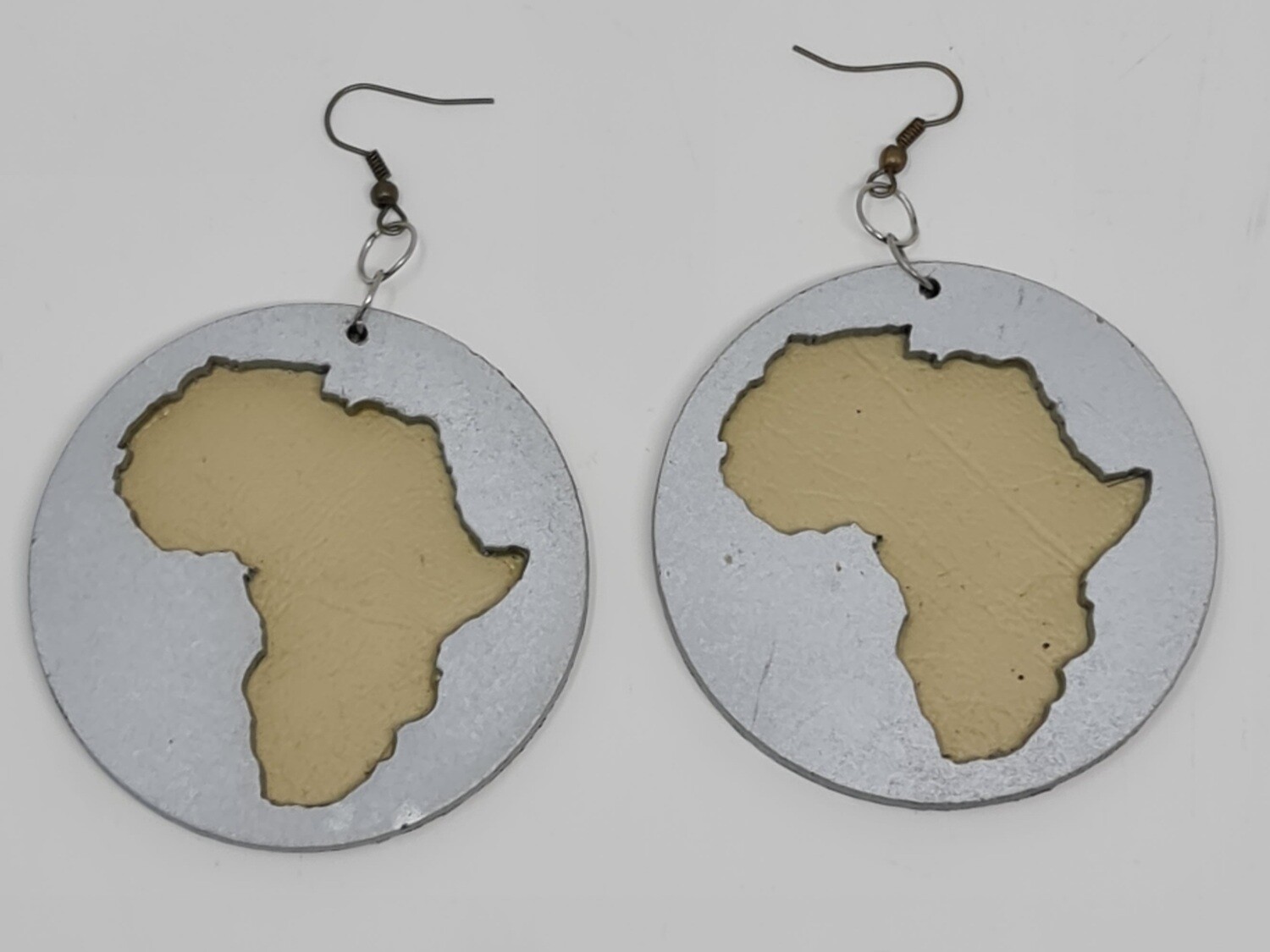 Hand Made Earrings - Africa Silver Painted