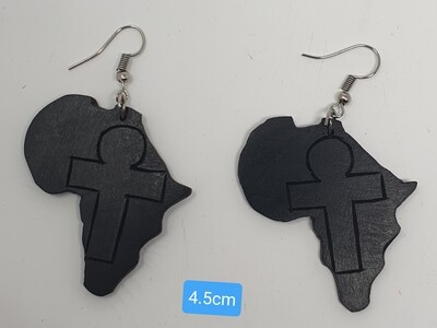Wood Earrings - Handcrafted - Ankh Africa Map