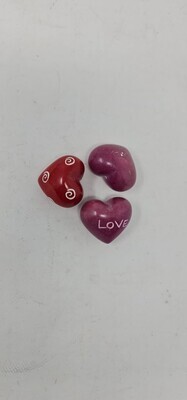 Hand-Painted Soapstone Paperweight - Love Heart x 3