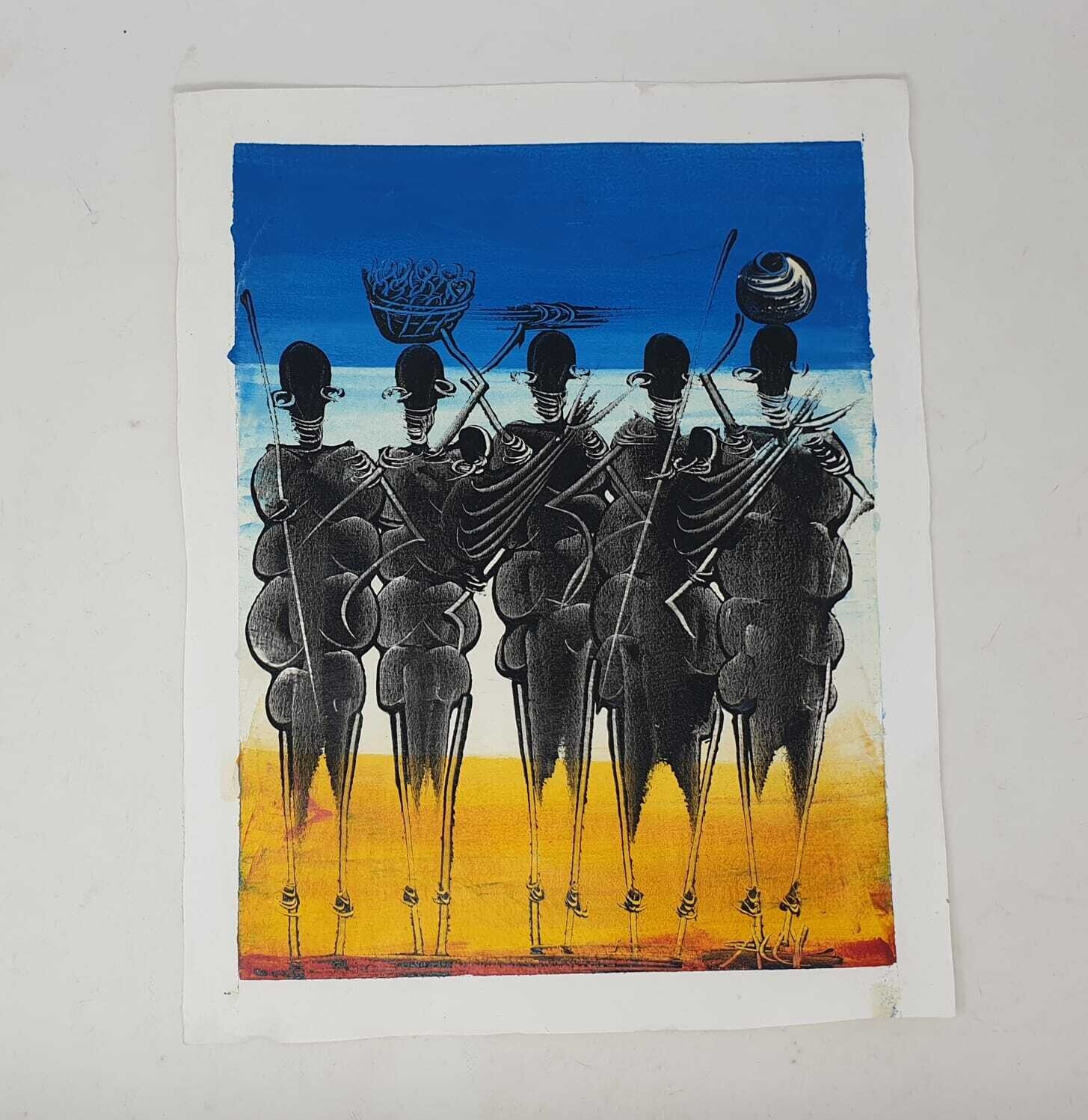 African Art Canvas Oil Painting - 31cm x 40cm