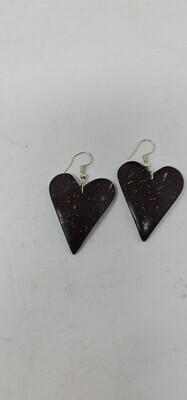 Hand Made Coconut Shell Love Earrings