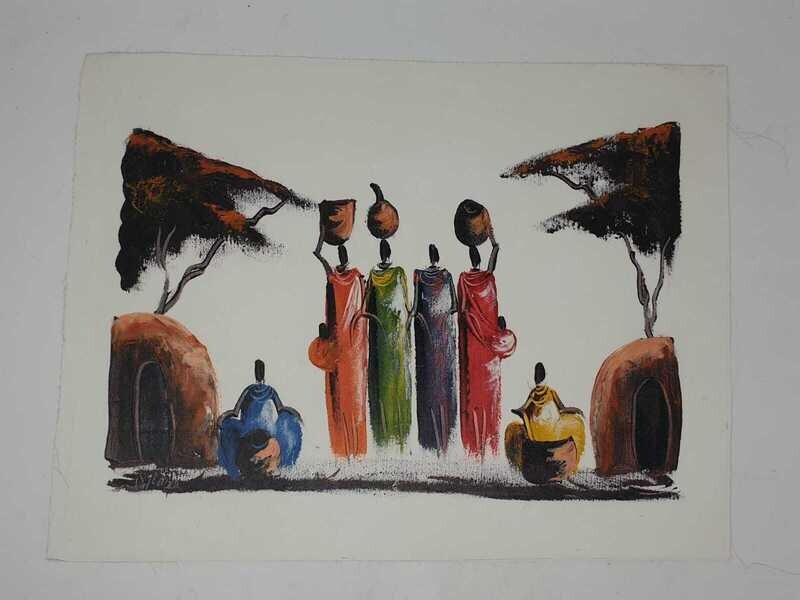 African Art Canvas Oil Painting - 38cm x 51cm - Masai 6