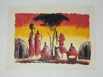 African Art Canvas Oil Painting - 38cm x 52cm - Masai 4