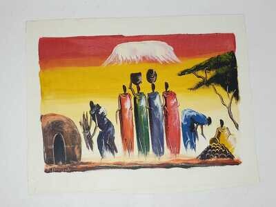 African Art Canvas Oil Painting - 39cm x 50cm - Masai 3