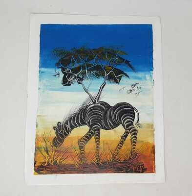 African Art Canvas Oil Painting - 33cm x 40cm - Zebra