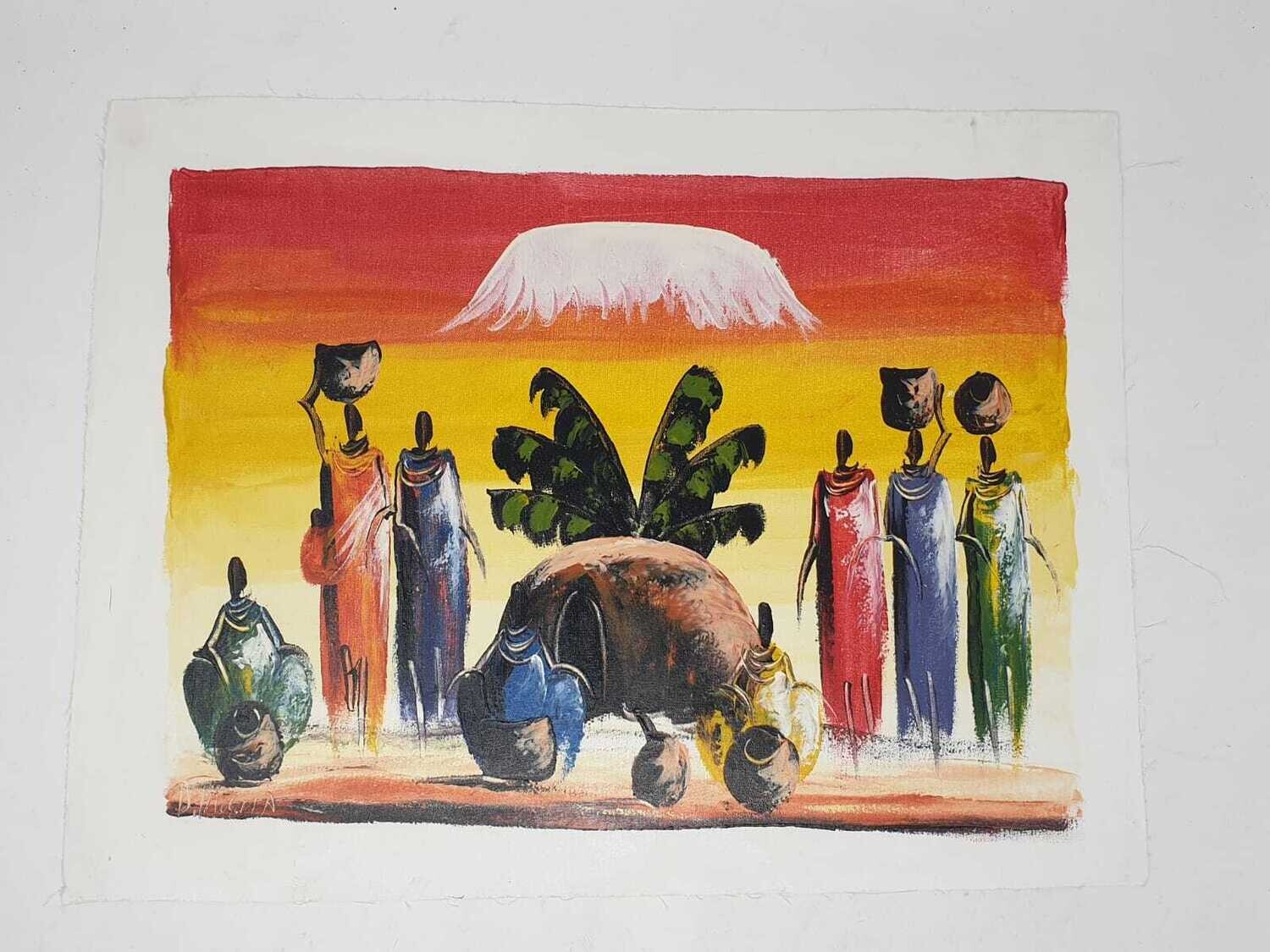 African Art Canvas Oil Painting - 39cm x 51cm - Wamasai 3