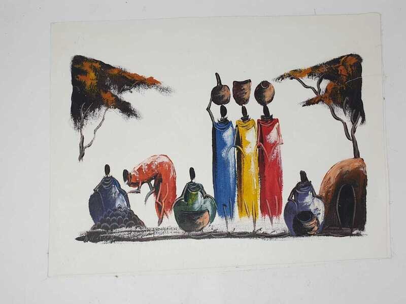 African Art Canvas Oil Painting - 39cm x 51cm - Kijiji