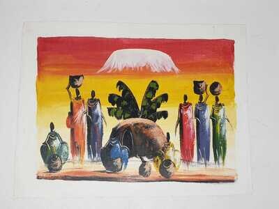 African Art Canvas Oil Painting - 39cm x 51cm - Wamasai 3