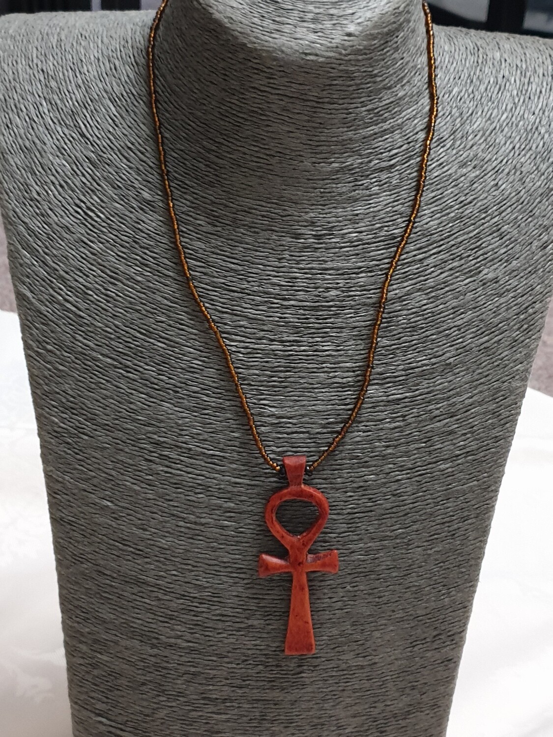 Hand Crafted Rose Wood Ankh Pendant
