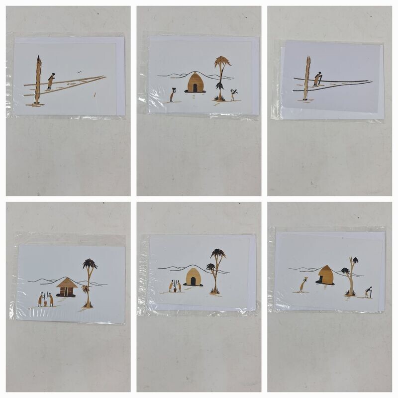 Handcrafted Banana Bark Greetings Cards - Lot of 6 - Option 7