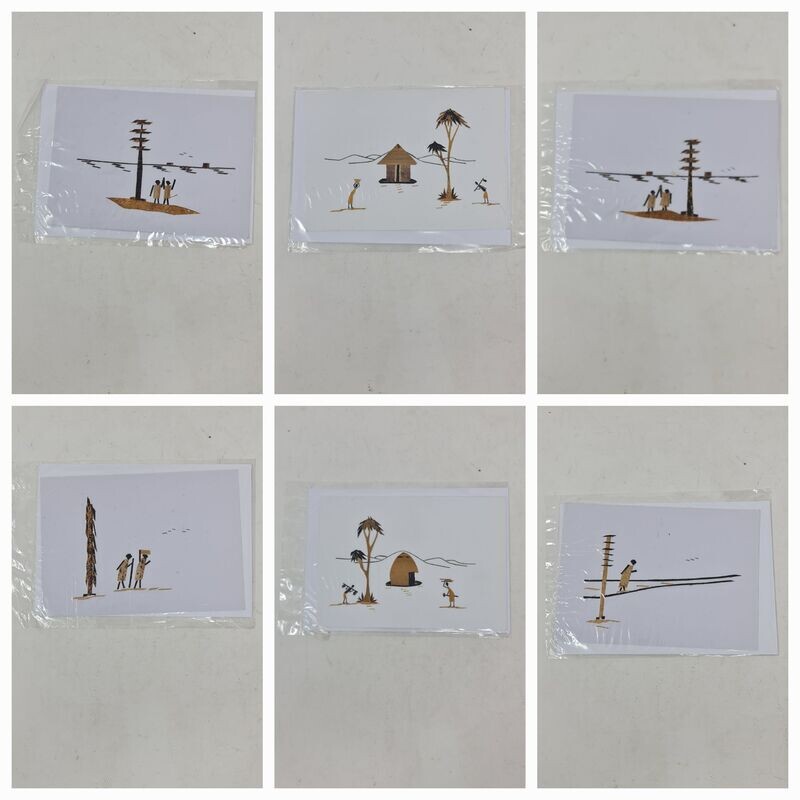 Handcrafted Banana Bark Greetings Cards - Lot of 6 - Option 8