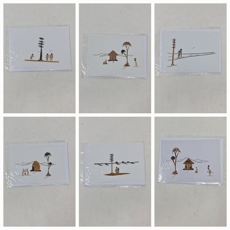 Handcrafted Banana Bark Greetings Cards - Lot of 6 - Option 4