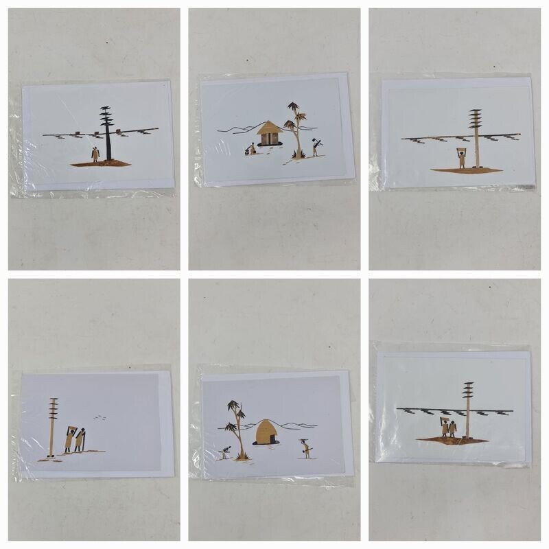 Handcrafted Banana Bark Greetings Cards - Lot of 6 - Option 16