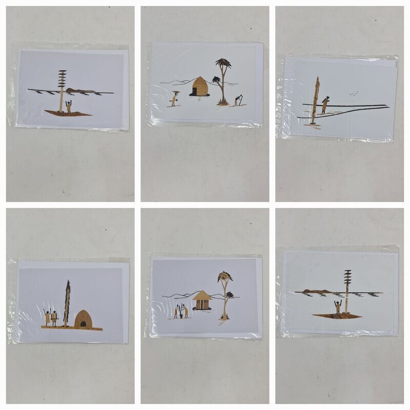 Handcrafted Banana Bark Greetings Cards - Lot of 6 - Option 6