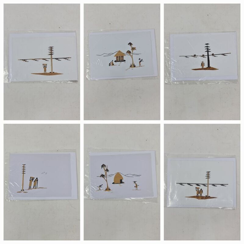 Handcrafted Banana Bark Greetings Cards - Lot of 6 - Option 14
