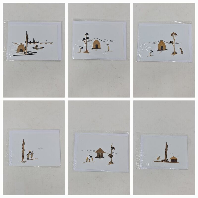 Handcrafted Banana Bark Greetings Cards - Lot of 6 - Option 18