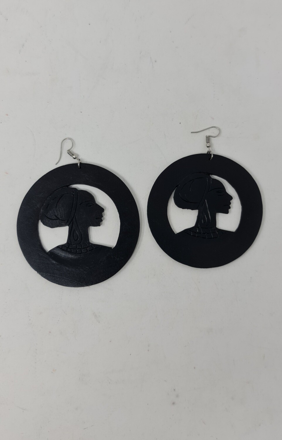 Hand Made Ebony Wood 7cm Earrings - Kichwa