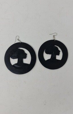 Hand Made Ebony Wood 7cm Earrings - Kichwa