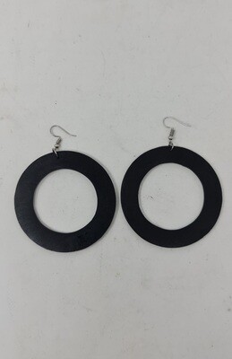 Hand Made Black Wood 6.5cm Earrings