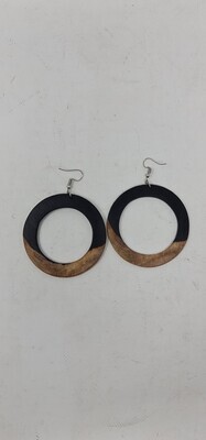 Hand Made Ebony Wood 6cm Earrings - Saita