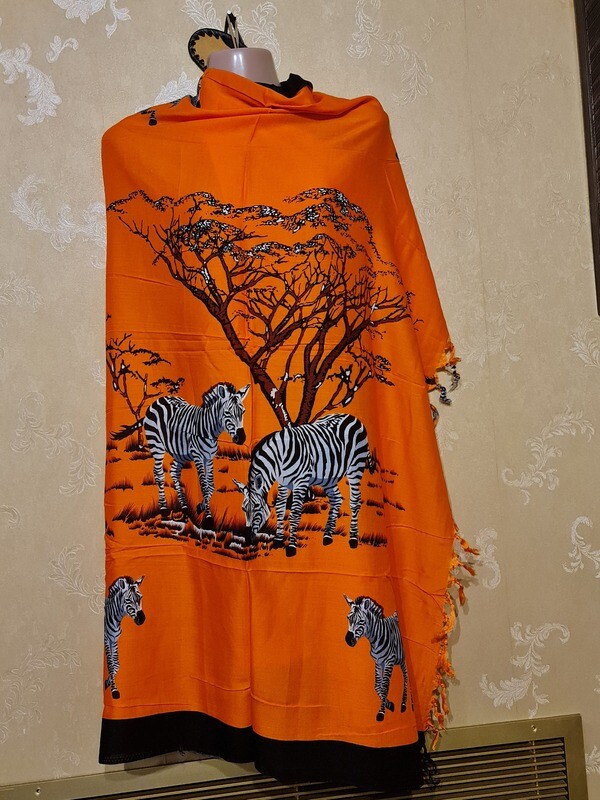 Sarong Wrap Bikini Wrap Swimsuit Cover Beachwear Cover Up  Zebra Orange