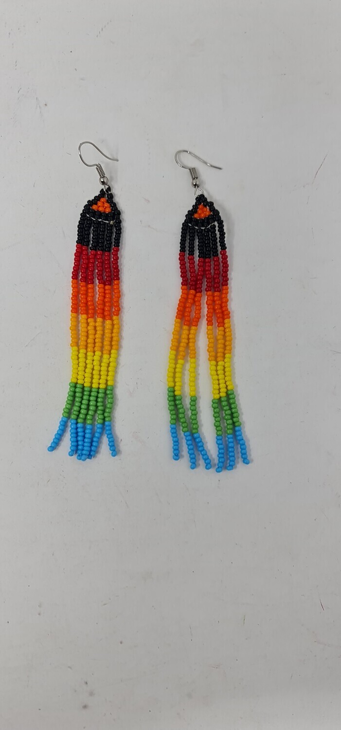 Beaded Earrings - Ndefu Rainbow - 9cm