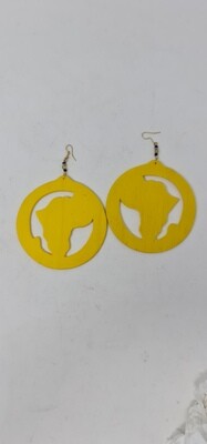Hand Made Map of Africa 9cm Earrings - Yellow