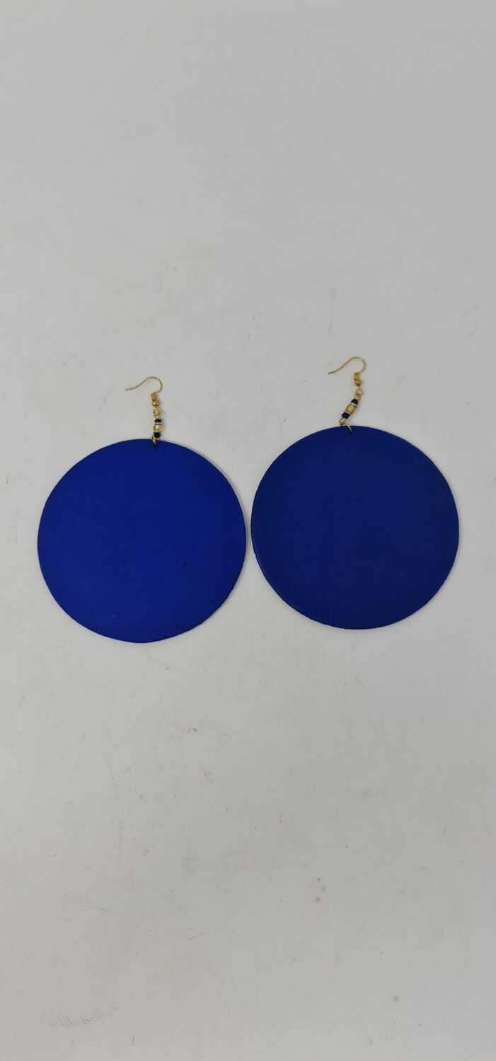 Hand Carved Wooden Earrings - Blue
