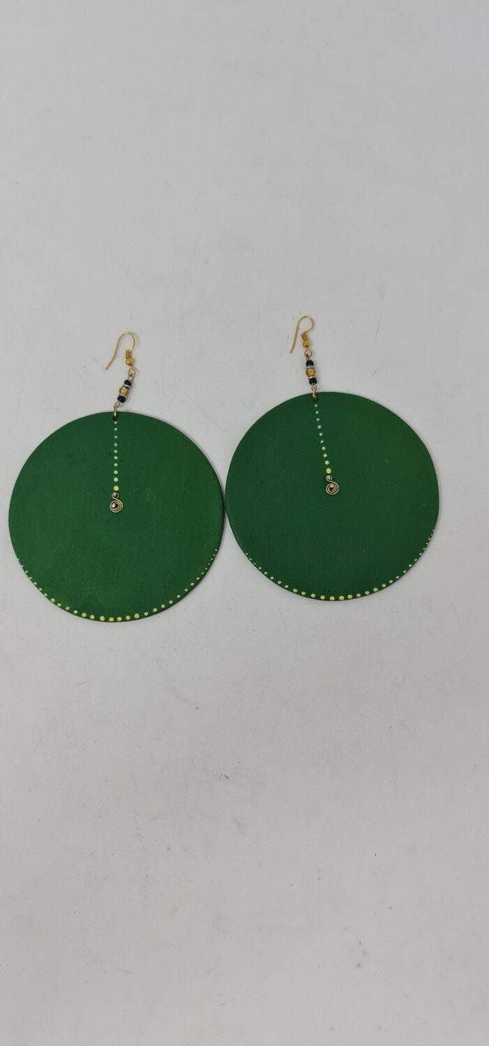 Hand Carved Wooden Earrings - Asili - Lime Green