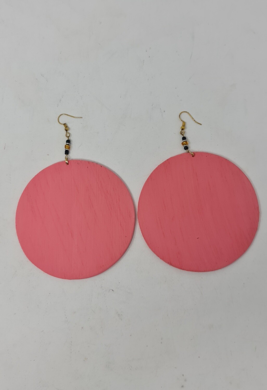 Hand Carved Wooden Earrings - Pink