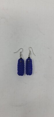 Handbeaded Earrings - Blue - 2.5cm