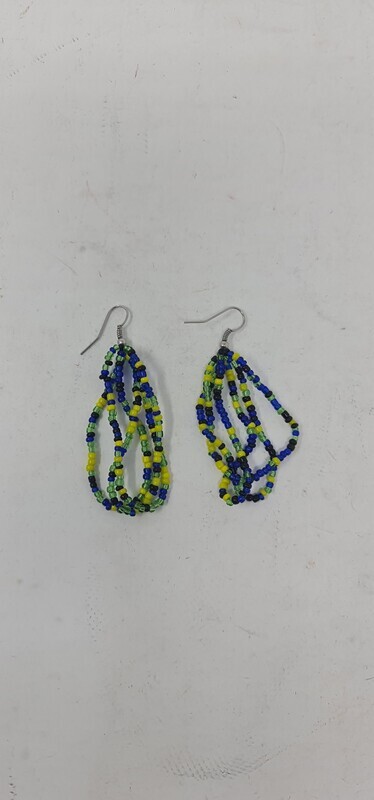 Handbeaded Earrings - Tanzania Flag Colors - 4.5cm