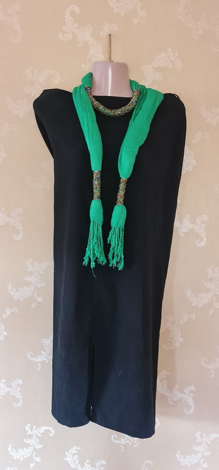 Scarf Necklace with Beads - Green