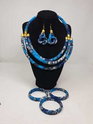 Kitenge Necklace Set With 3 Bangles and Matching Earrings