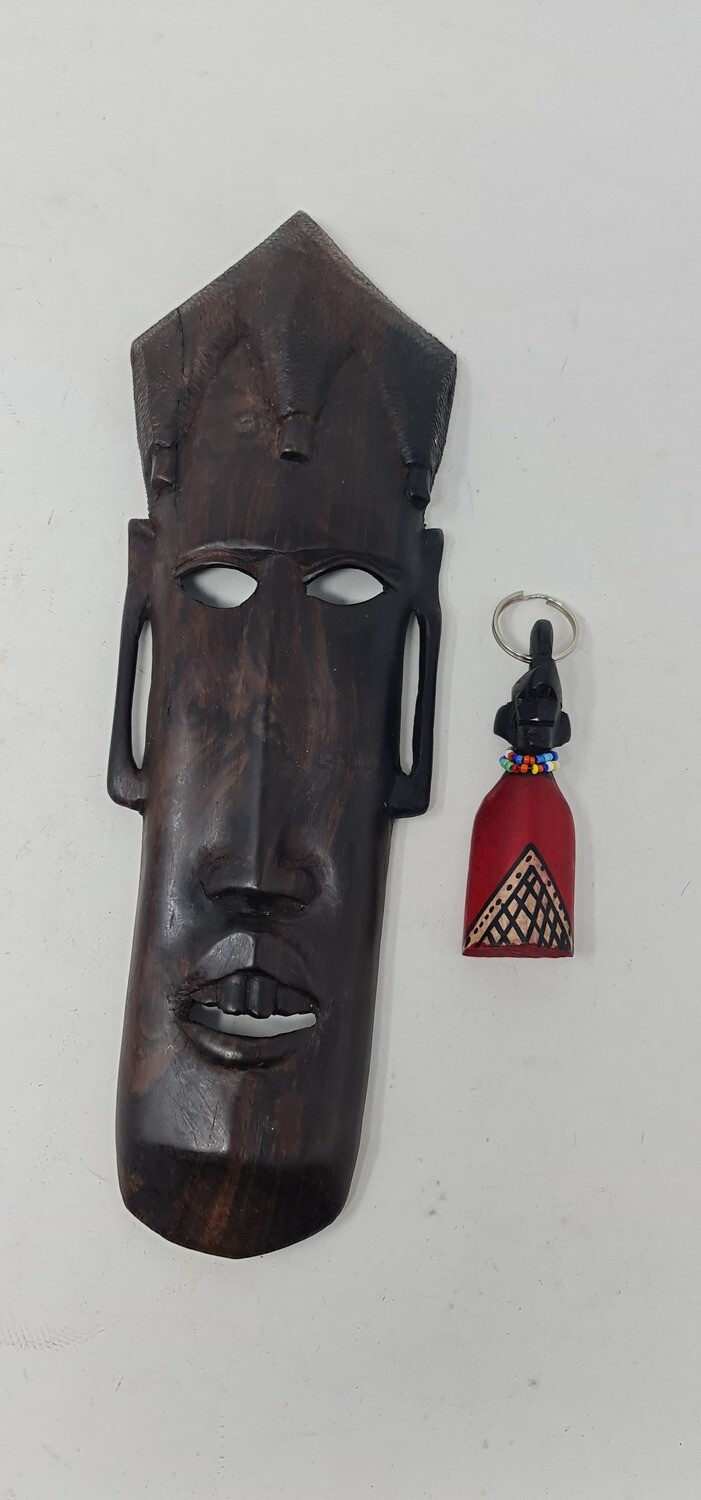 Ebony Wood Mask and Keyholder Set