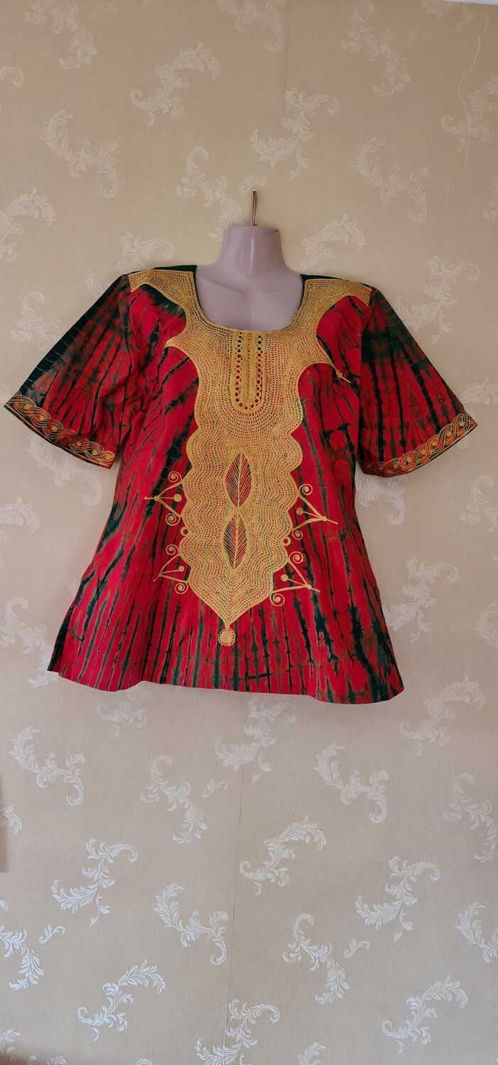 Tie Dye Top with Gold Embroidery